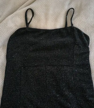 Vestido negro con tirantes brillantes Foster - miniatura 2