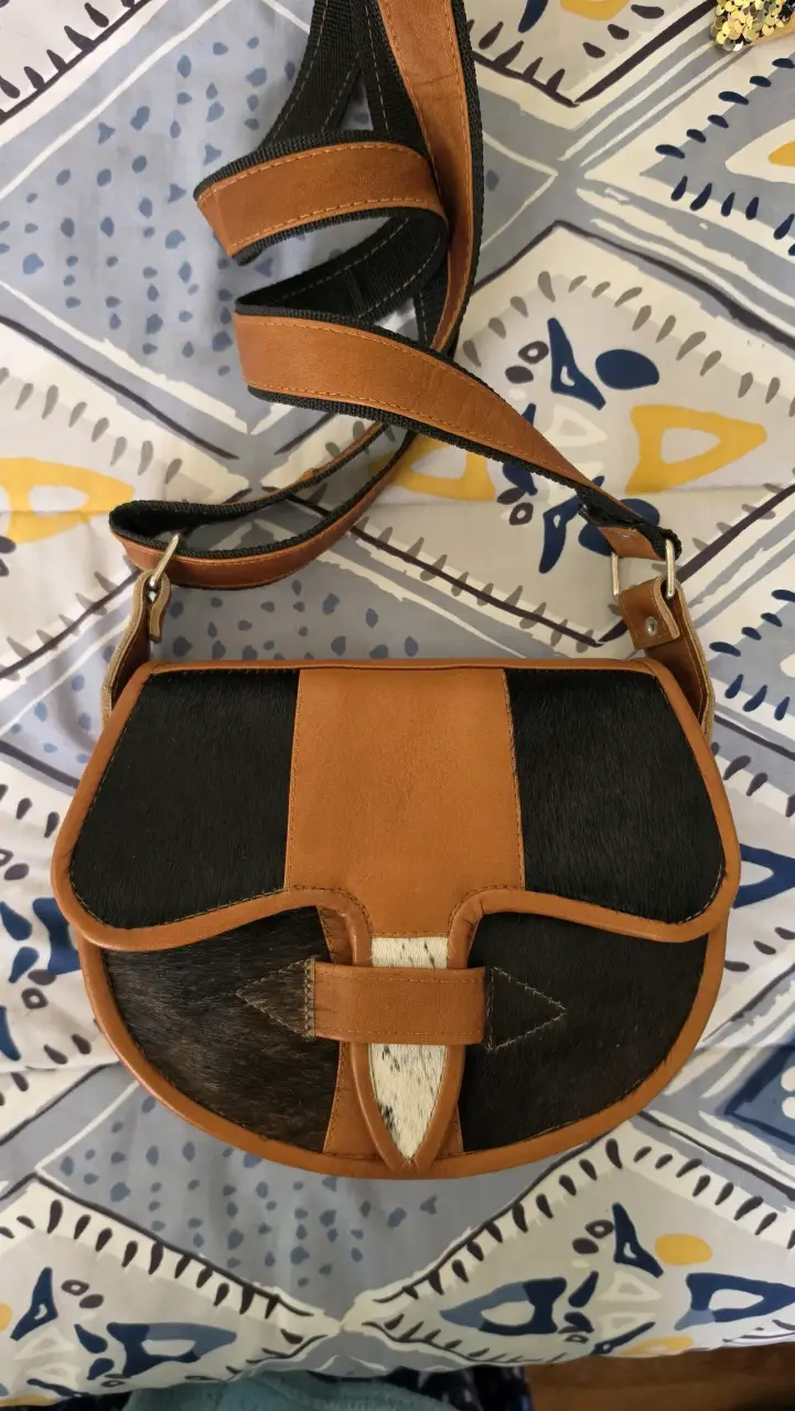 Cartera de cuero y pelo estilo boho - 1