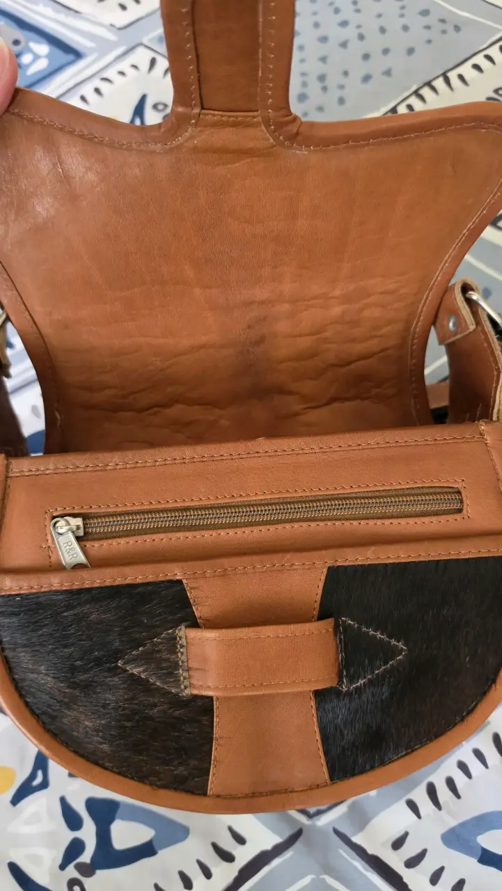 Cartera de cuero y pelo estilo boho - 4