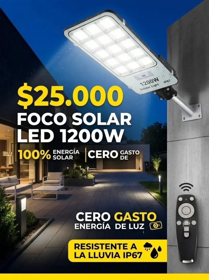 Foco Solar LED 1200W con Control Remoto