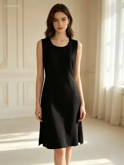 Vestido negro elegante sin mangas Asya - miniatura 1