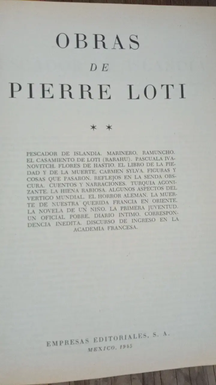 Libro Obras de Pierre Loti edición 1955 - 1