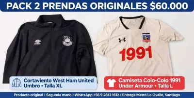 Pack de Camiseta Colo-Colo 1991 y Cortaviento West Ham - miniatura 1