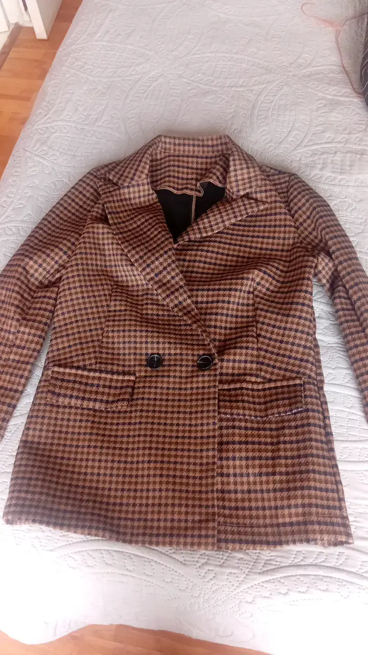 Blazer de cuadros marrón Shein para mujer - 1