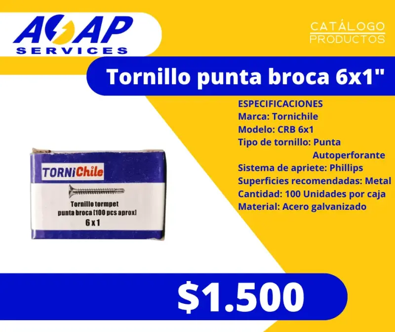 Tornillo Punta Broca 6x1" TorniChile CRB