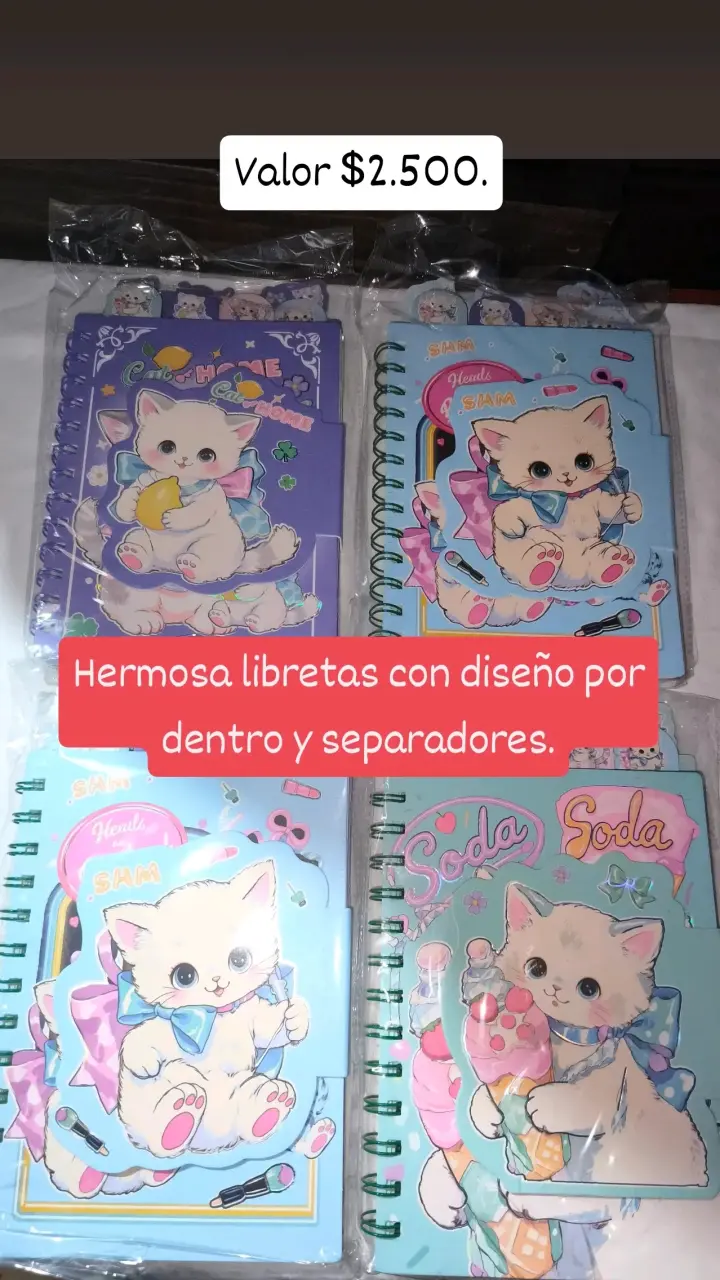 Libretas con diseño de gatos y separadores