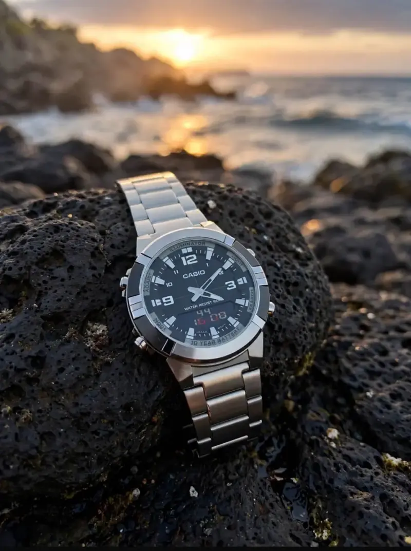 Reloj Casio resistente al agua con correa de acero - 1