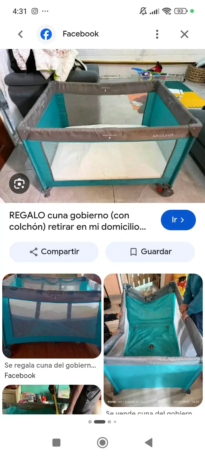 Cuna de viaje plegable color turquesa - 1