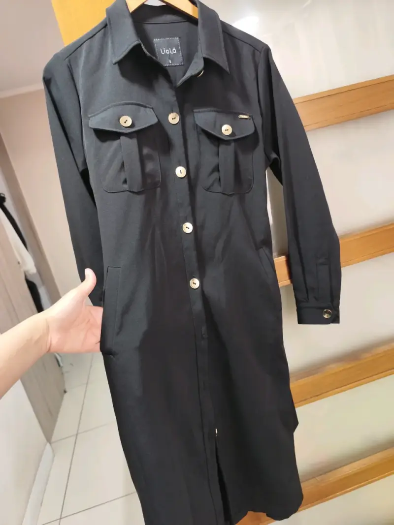 Vestido camisero negro con bolsillos Liolá - 1