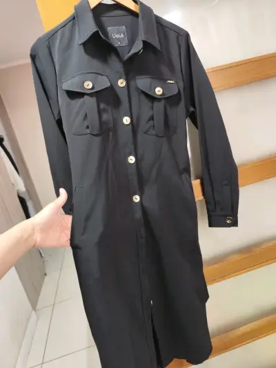 Vestido camisero negro con bolsillos Liolá - miniatura 1