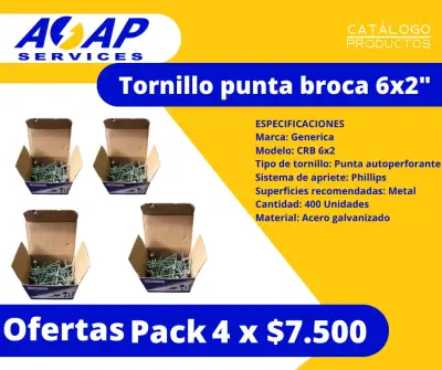 Pack 4 Cajas Tornillos Punta Broca 6x2" Tornichile - miniatura 1