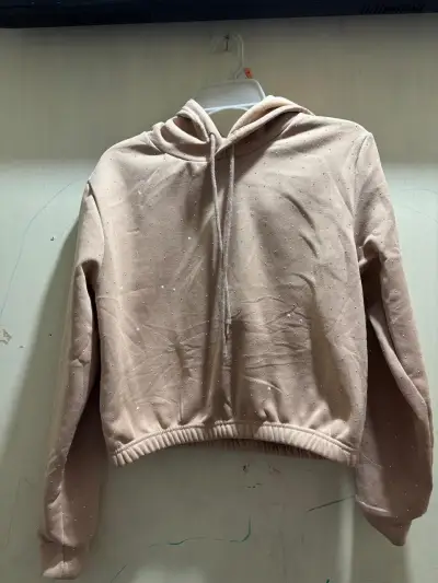 Polerón con capucha beige con detalles brillantes - miniatura 2