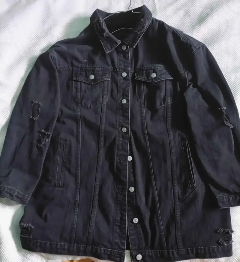 Chaqueta de mezclilla negra talla 3XL, Shein - 2