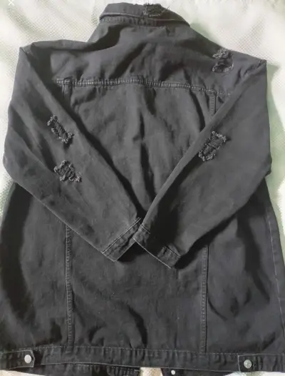 Chaqueta de mezclilla negra talla 3XL, Shein - miniatura 3