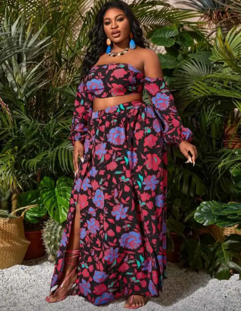 Conjunto floral de dos piezas 3XL SHEIN - 3