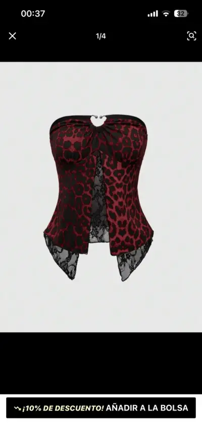 Corset strapless animal print rojo y negro Romwe - miniatura 1