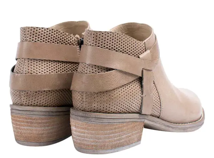 Botines de cuero Gacel beige con tacón bajo - 1