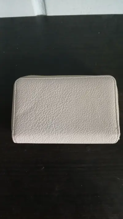 Billetera de cuero sintético beige y rosa - miniatura 3