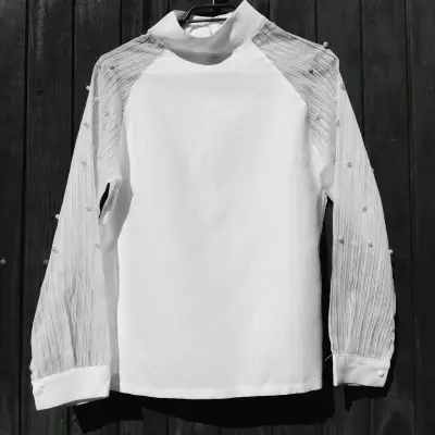 Blusa blanca con chaleco estampado vintage - miniatura 5
