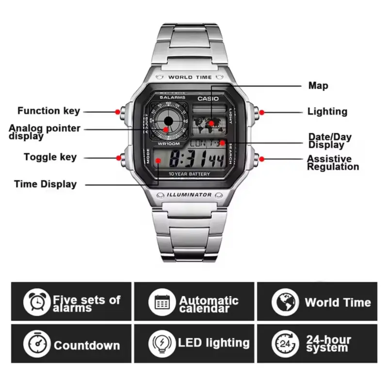 Reloj Casio digital con cronómetro y alarma - 5
