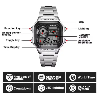 Reloj Casio digital con cronómetro y alarma - miniatura 5