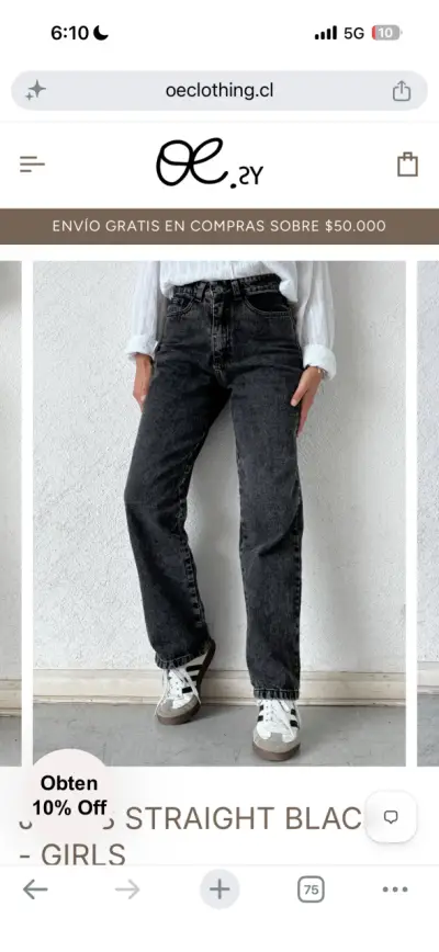 Jeans rectos de mezclilla azul para mujer - miniatura 3