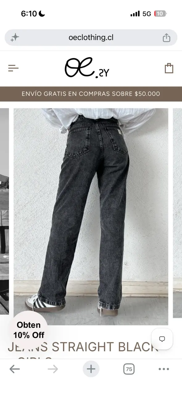 Jeans rectos de mezclilla azul para mujer - 4