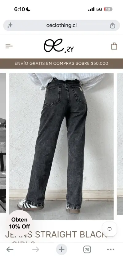Jeans rectos de mezclilla azul para mujer - miniatura 4