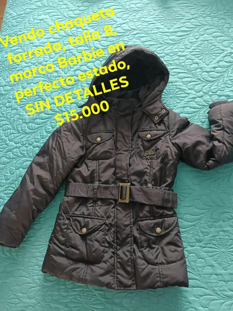 Chaqueta forrada para niña talla 8 Barbie
