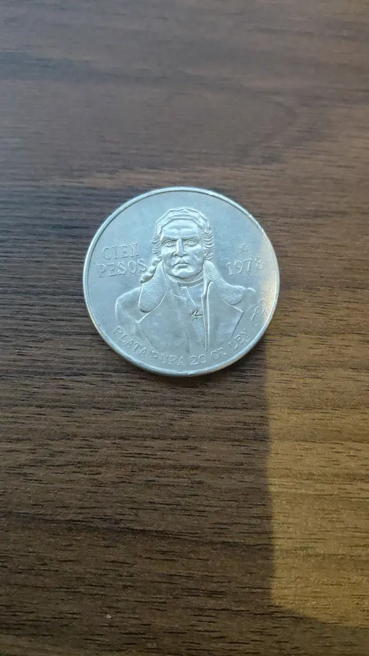 Moneda de 100 pesos de 1978 en plata pura