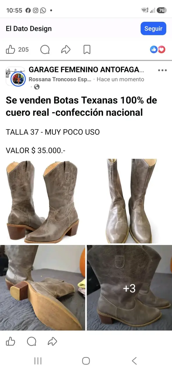 Botas Texanas de Cuero Talla 37 Poco Uso - 1
