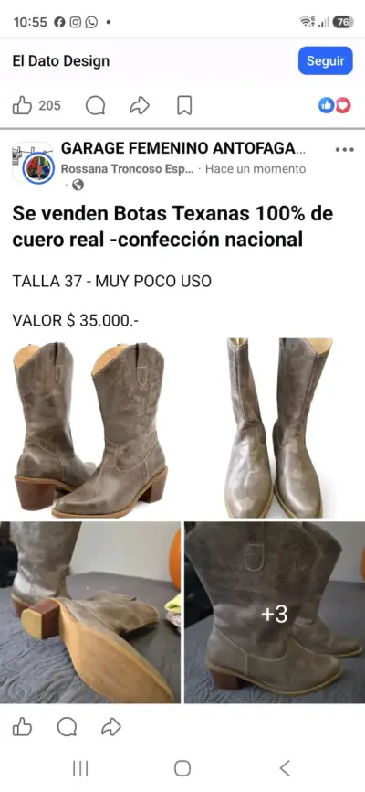 Botas Texanas de Cuero Talla 37 Poco Uso - miniatura 1