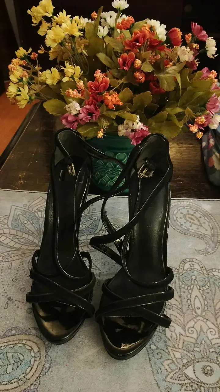Sandalias de tacón alto negras elegantes TALLA 34! - 2