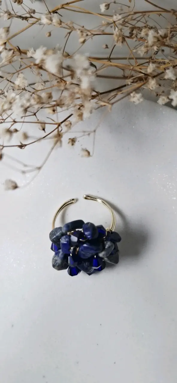 Anillo ajustable con piedras azules - 2