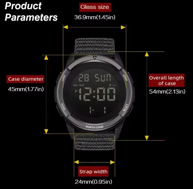 Reloj digital North Edge Terra X resistente al agu - 6