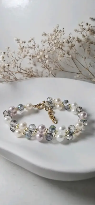 Pulsera de perlas y cristales elegante - miniatura 2