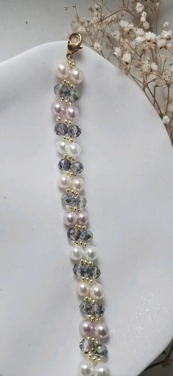 Pulsera de perlas y cristales elegante - 3