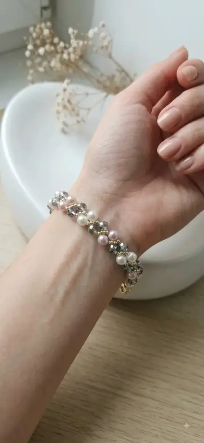 Pulsera de perlas y cristales elegante - miniatura 4