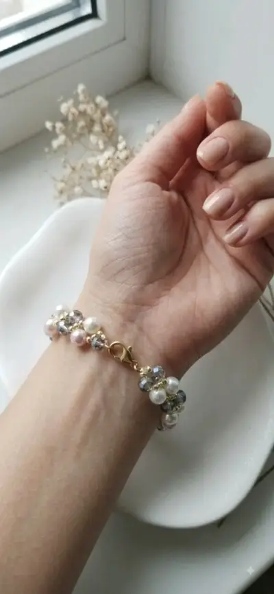 Pulsera de perlas y cristales elegante - miniatura 5