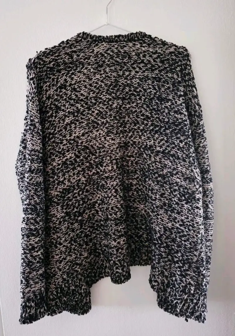 Cárdigan de punto blanco y negro para mujer - 2