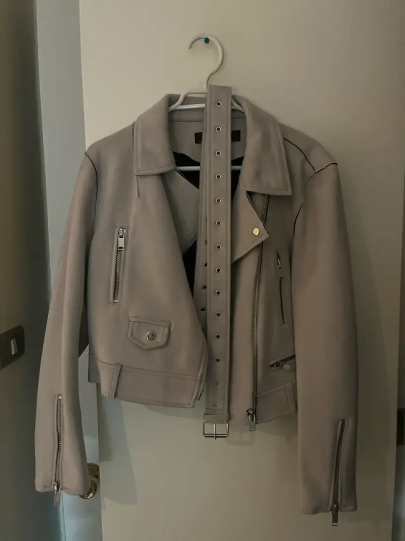 Chaqueta Zara gris con cinturón - 1