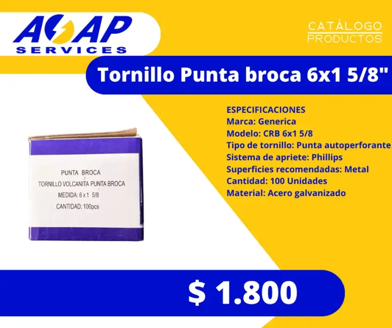 Caja Tornillo Autoperforante 6x1-5/8" (100un)