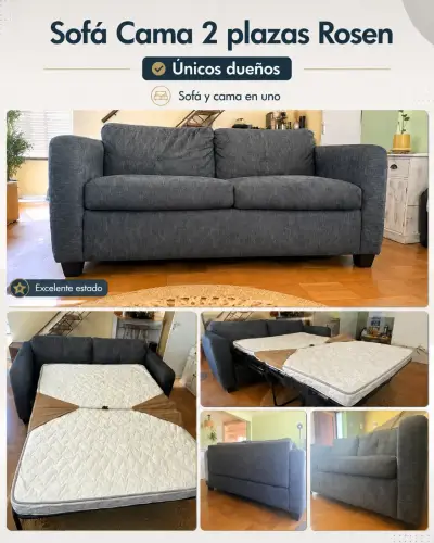 Sofá cama 2 plazas Rosen en excelente estado - miniatura 1