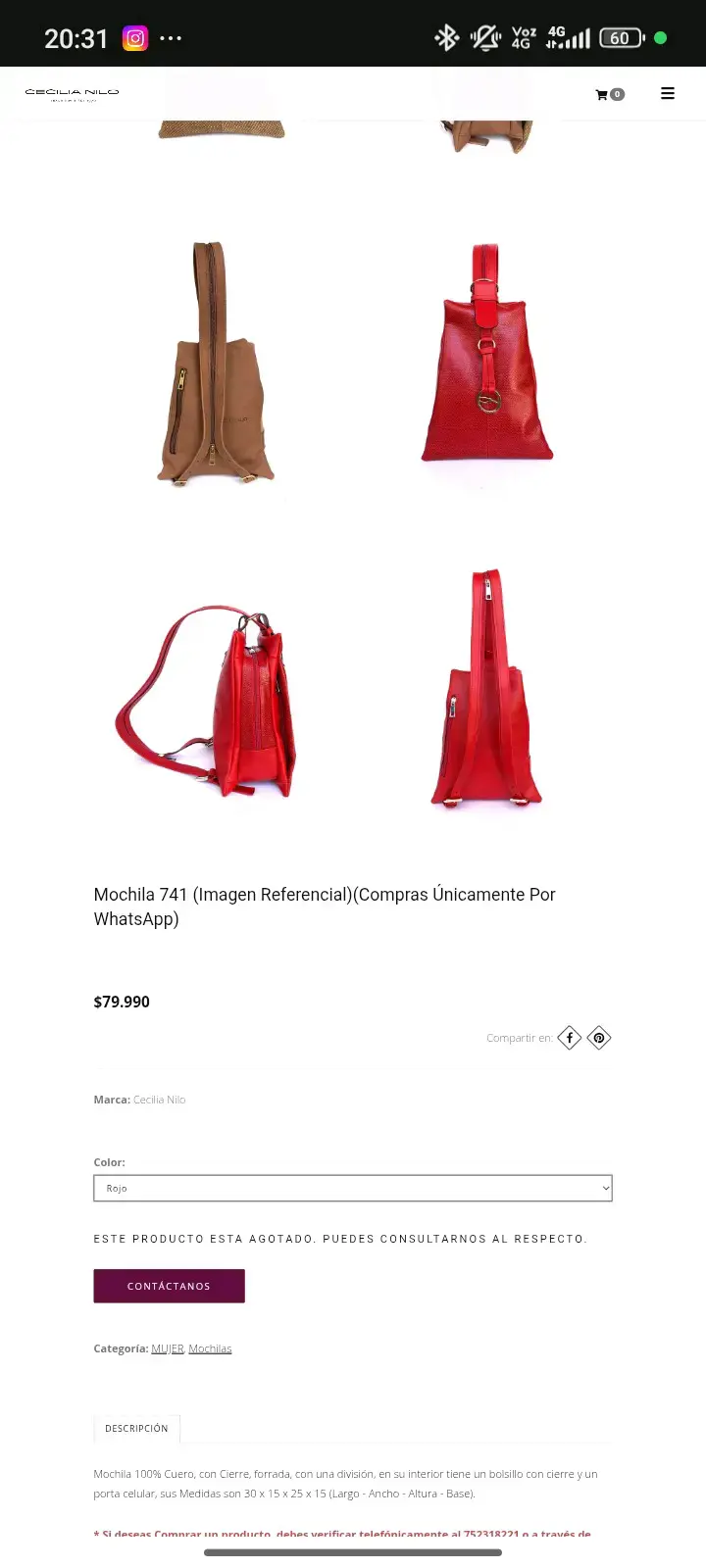 Mochila de cuero burdeo con diseño reptil - 4