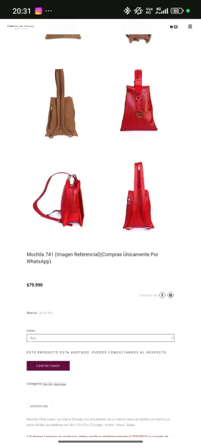 Mochila de cuero burdeo con diseño reptil - miniatura 4