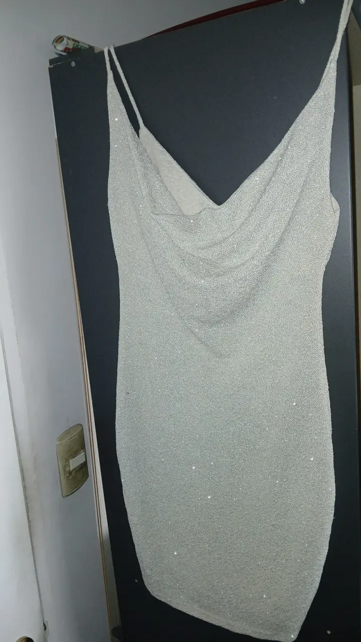 Vestido de fiesta brillante beige - 2