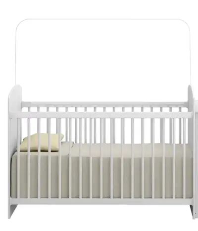 Cuna de madera blanca para bebé y silla mecedora - miniatura 1