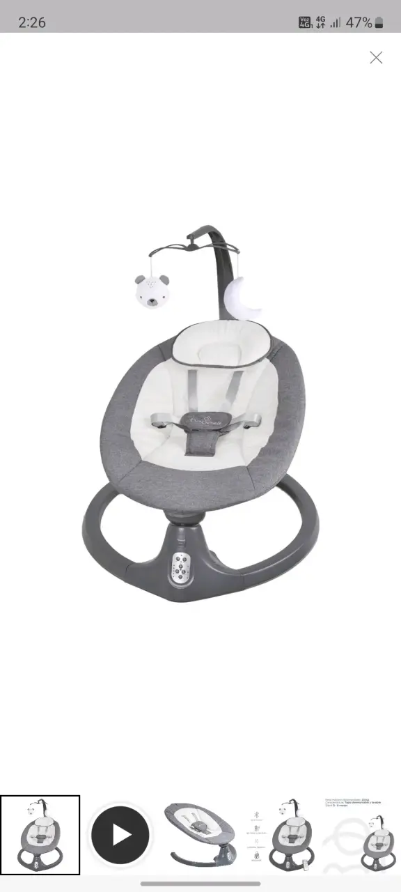 Cuna de madera blanca para bebé y silla mecedora - 4