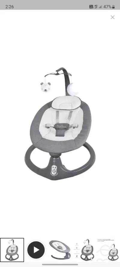 Cuna de madera blanca para bebé y silla mecedora - miniatura 4