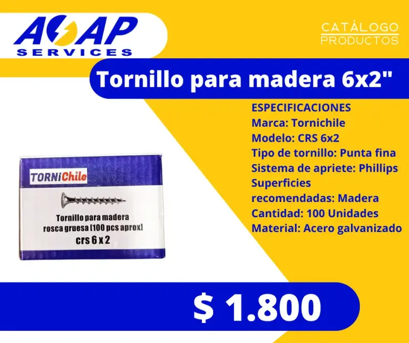 Caja Tornillo para Madera 6x2" (100un)